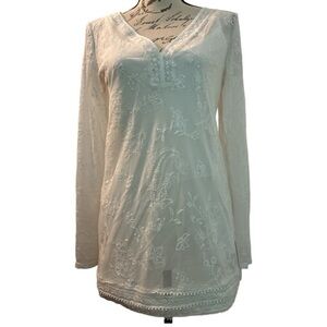 WHITE HOUSE BLACK MARKET blouse, lacy  and embroidered and sewn in cami.  Flowy.